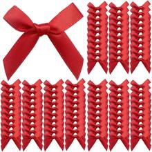 100 piezas de lazos rojos, decoraciones de lazos de cinta pequeños de 4 cm, mini lazos de tela de satén para manualidades y envolver regalos (Rojo) - Rojo - Ver 4