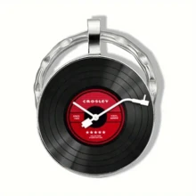 圆形合金钥匙扣配玻璃吊坠，黑色乙烯基唱片设计，适合情侣钥匙扣、生日、毕业典礼、圣诞节、节日派对装饰 - 单个汽车配件包饰背包适合学校可爱哥特式 Y2k 包饰挂绳带身份证夹汽车配件包饰