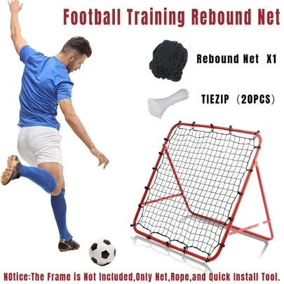 1 件加厚足球训练反弹网，带 20 条绑带，快速安装辅助训练网，耐用弹性球网设备，适合初学者到高级训练，便携式全季节足球装备