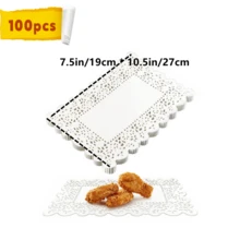 100pcs White Lace Paper Doilies - Rectangular Paper Mats - Disposable Grease-Proof Placemats - Suitable For Dining Table, Wedding, Birthday, Cake, Dessert, Food, Cutlery Decoration - White - View 15