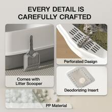 Enclosed-Cat-Litter-Box-With-Integrated-Scoop-Hooded-Design-Leak-Proof--Durable-Pp-Construction-Modern-White-Grey-For-Small-To-Medium-Cats-Space-Saving-Indoor-Litter-Box-With-Easy-Clean-Removable-Lid-Small-Cat-Litter-Box-Litter-Boxes-For-Large-Cats-Extra-Large-Cat-Litter-Box-High-Sides-Hooded-Litter-Box-Extra-Large-Cat-Litter-Box-Enclosure-Sturdy-Pet - Niebieski - View 4