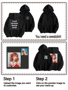 定制照片文字加大码女式抓绒卫衣，可个性化定制幸运数字和祝福语，送给自己/情侣/家人/宠物/朋友，适合情人节、返校季、秋冬季、节日礼物、生日礼物、派对等场合。