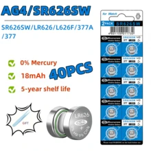 5-100节 1.55V AG4 纽扣电池 377 SR626 SR626SW 碱性纽扣电池 177 376 626A LR66 LR626 适用于手表、玩具、钟表 - SR626SW(KN) - 查看 9