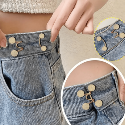 2/4 Stück einstellbarer Taillenformer-Set - Modischer Metallschnallen Taillenformer-Regler mit elegantem Knopfstift Design, minimalistisch, perfekt als Geschenk, täglicher Taillenformer | Modische Taillengürtel Lösung |