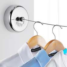 Tendedero Retráctil, Tendedero Retractil de 304 Acero Inoxidable, Aguanta hasta 15 KG, Tendedero de Pared Exterior Resistente con 2.8 m Cuerda Ajustable - Plateado - Ver 6