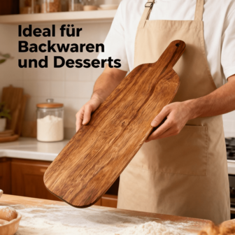 双面加厚带把手砧板 - 木质切菜板，大面积表面，适合盛菜、备餐 - 易于清洁的厨房和餐桌砧板，是餐厅、厨房、家庭的理想之选，也是乔迁或节日礼物的完美选择 - 防锈户外托盘、奶酪板（天然木材），易于清洁，是餐厅和家庭的理想之选，农舍风格厨房配件，圣诞节礼物，砧板