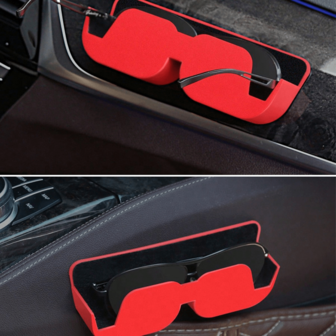 Stick-On Car Car Glasses Box Sunglasses Rack Car Dashboard Storage Card Non-Destructive Installation Car Glasses Frame High-Quality ABS+ Built-In Anti-Collision Suede To Prevent Glasses From Scratching The Float Glasses Box, Cool Sunglasses, Women's Glasses, Office Glasses, Can Be Placed