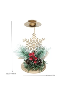 1pc Gold Metal Candle Holder, Elegant Desktop Decor For Christmas, Candle Tray For Holiday Atmosphere