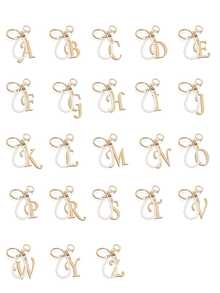 Porte-clés élégant et avancé en lettres dorées avec perles, pendentif tridimensionnel de lettres de A à Z, chaîne de perles élégante (amovible selon les préférences personnelles). Porte-clés en alliage de style, charm pour sac à dos, support de clé de voiture. Accessoires parfaits pour un usage quotidien des femmes, cadeau de couple idéal, porte-clés classique et simple, décoration, accessoire de sac, convient pour offrir à des amis, à la famille, aux couples, aux petites amies, cadeaux importants, souvenirs de vacances