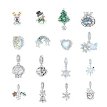 bamoer Bamoer's Original Hot-Selling Winter Christmas Series Features A Charming DIY Bracelet With Snowflakes, Snowmen, Santa Claus, Bells, Crystal Balls, Reindeer, Christmas Trees, Bead Accessories, And A European And American Christmas S925 Silver Pendant For Fashionable Ladies' Jewelry
