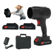 Handheld Black Powerful Blower, Equipped With Two 21V Battery, One Charger&Toolbox, 550 Motor 21V 10A, 30000 RPM 75W Power, 50km/H Strong Wind 550g Air Pressure, Multi-Scene Use For Camping, Car, Lawn, Indoor Dust Cleaning, Home & Outdoor Use, Gift - 黑色 - 查看 1