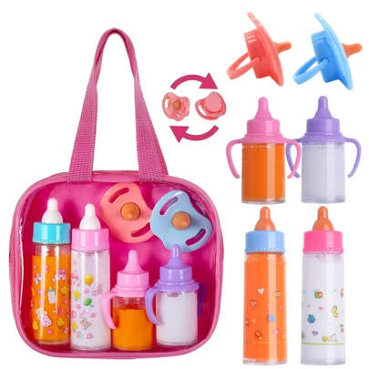 Doll Feeding Set, Party Game Set For Children Aged 3 Years And Above, Featuring A Magic Bottle, Dummy, Handbag, Spoon, Fork, And Plate. Multiple Styles Available. Ideal For Parent-Child Bonding And Party Games, Making It The Perfect Festive Gift.
