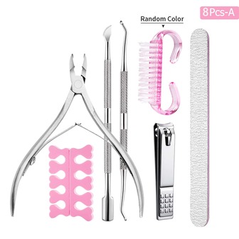 8Pcs Nail Clipper Set With Nail Files And Buffer,Stainless Steel Nail Art Tools And Trimmer Manicure Tools Kit Ingrown Toenail Removal Kit, Cuticle Kit Stainless Steel, Cuticle Clippers