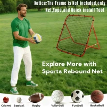 1 件加厚足球训练反弹网，带 20 条绑带，快速安装辅助训练网，耐用弹性球网设备，适合初学者到高级训练，便携式全季节足球装备