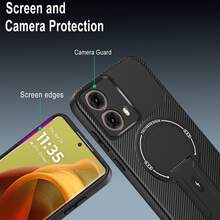 Funda para teléfono MOTO G75 5G/G85 5G con soporte de anillo, protectora y amortiguadora de golpes - Negro - Ver 5