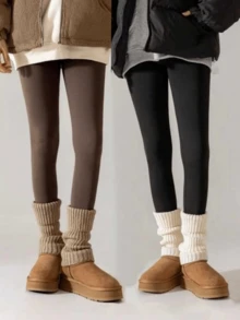 1/2 Pairs Versatile New Slouch Leg Warmers, Can Be Paired With Slippers, Snow Boots, Sneakers And More, Cozy - Multicolor - View 10