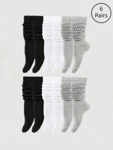 6双装女士黑白灰简约百搭船袜，圣诞礼物 - 彩色 - 查看 5