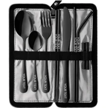 9pcs Stainless Steel Reusable Portable Travel Cutlery Set, Includes Knife, Fork, Spoon, Chopsticks, Straw, With Zipper Pouch, Suitable For Camping And Picnics - Multicolor - View 3