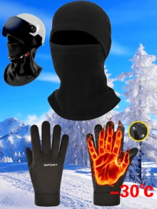 1 件，男士冬季保暖手套，骑行手套，厚手套，带触摸屏面料的手套，雪地手套，滑雪手套万圣节