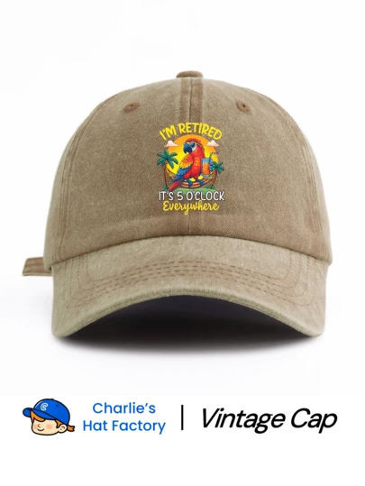 1 件 I'M RETIRED 印花水洗棒球帽，经典休闲时尚复古柔软吸汗带可调节尺寸轻质防晒多功能复古爸爸帽，适合户外运动日常穿着派对度假送给家人和朋友的完美礼物