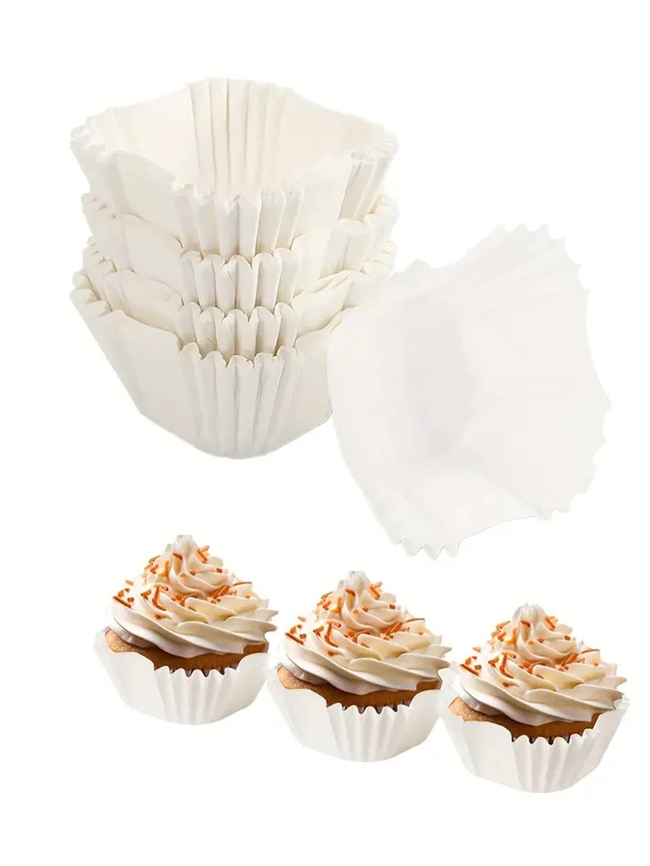 100pcs Square Grease-Proof Cupcake Liners, Heat-Resistant Ice Cream, Fruit Cake, Bread, Muffin, Pastry Paper Cups, Suitable For Valentine's Day, Christmas, Halloween, Thanksgiving - Multicolor - View 1