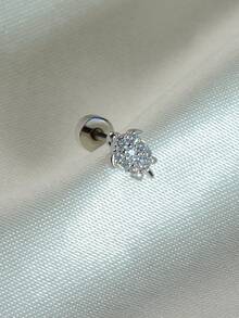 1PC Delikatne złote kolczyki ze stali nierdzewnej, kobiece, urocze małe żółwie morskie, kolczyki z cyrkonii, płaskie z tyłu, chrząstka, helisa, antyskrawek, standardowa biżuteria do piercingu płatka ucha, 20G