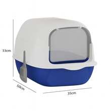 Enclosed-Cat-Litter-Box-With-Integrated-Scoop-Hooded-Design-Leak-Proof--Durable-Pp-Construction-Modern-White-Grey-For-Small-To-Medium-Cats-Space-Saving-Indoor-Litter-Box-With-Easy-Clean-Removable-Lid-Small-Cat-Litter-Box-Litter-Boxes-For-Large-Cats-Extra-Large-Cat-Litter-Box-High-Sides-Hooded-Litter-Box-Extra-Large-Cat-Litter-Box-Enclosure-Sturdy-Pet - Niebieski - View 9