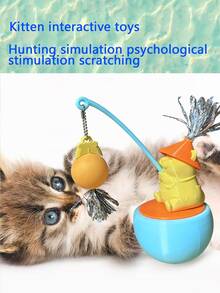 New Cat Toy Set: Teaser Wand + Cute Tumbler Scratching Ball, Self-Playing For Boredom Relief Cat Teasing Tumbler Interactive Self-Amusing Entertaining Novelty Wobble Cat Scratch Ball For Puppy Indoor Cats Playing With Ball 360 Degree Rotation Interactive Cat Ball Toy Kitten Game For Hunting Simulation Mental Stimulation Scratching