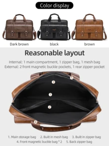 WEIXIER Unisex Briefcase Laptop Bag Large Tote Bag, Men's Handbag Shoulder Bag, Multi-Pocket, Adjustable Detachable Strap, Casual Commuter Bag, Minimalist Business Bag, Suitable For School, Commuting, Shopping, Gift For Loved Ones