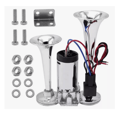 Buzina Duplo Cromada Ar 12v Universal + Compressor super alto