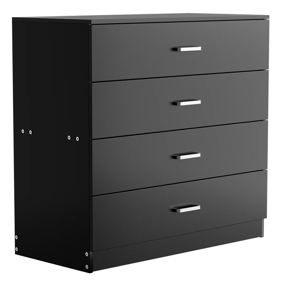 Vida Designs White Chest Of Drawers, 4 Drawer Metal Handles Runners Anti-Bowing Support Furniture