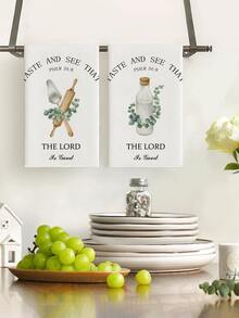2 piezas de Utensilios de Cocina Toallas de Cocina Nuevo Regalo para el Hogar Inspirador Absorbente Toallas Decorativas de Cocina Plantas Verdes Trapos de Cocina Toallas de Mano Decorativas - Multicolor - Ver 2