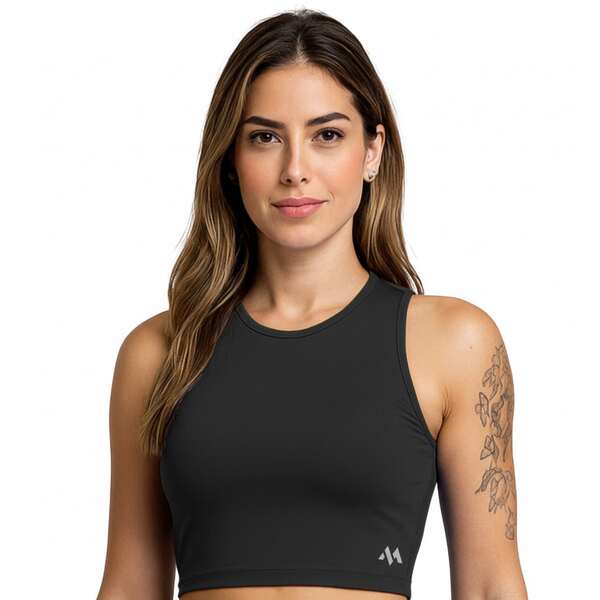 Cropped Blackout Fitness Ajuste Perfeito Na Hora Do Treino