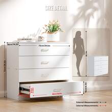 Vida Designs White Chest Of Drawers, 4 Drawer Metal Handles Runners Anti-Bowing Support Furniture - White - View 8
