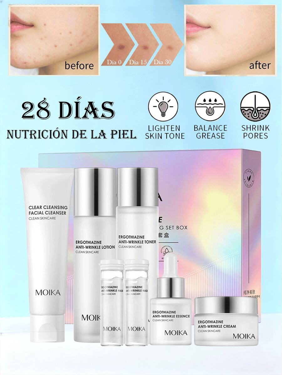 MOIKA Set de 7 Piezas Renovador de la Piel con Levadura de Trufa Blanca conjuntos para el cuidado de la piel, power Set de Extracto Concentrado de Trufa Blanca Reparación Intensa, Hidratante y Antienvejecimiento, Reafirmante y Lifting,Ácido Hialurónico Hidratación Profunda,Incluye Limpiador, Mascarilla, Loción Lifting, Contorno de Ojos, Loción Lifting, Sérum, Crema Lifting - Verde - Ver 1