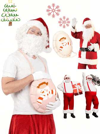 1pc/Set Christmas Inflatable Santa Claus Belly Cosplay Party Prop Fake Belly Toy, Decoration & Photo Prop (Slight Color Difference May Exist Due To Lighting Or Production Batch)