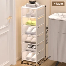 1pc Dust-Proof Single-Row Multi-Tier Shoe Rack, Entryway Furniture Shoe Organizers,Easy To Assemble And Move, Suitable For Entryway, Closet, Living Room, Bedroom - 白色 - 查看 7