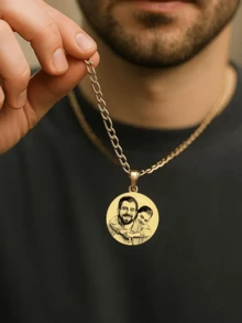 Personalized Photo Engraved Necklace, Custom Picture Engraving, 18k Stainless Steel Necklace ,Gold /Sliver Portrait Pendant, Personalized Family/Pet Jewelry, Perfect Gift,Gold,Stylish,Colorful,Vintage,Simple,Unisex,Casual,Cuties,Custom,Personalized,Unique,Ideal Gifts For Him,Ideal Gifts For Her,Her,Boyfriend,Girlfriend,Dad,Mom,Family,Friends,For Anniversaries,For Birthdays,For Graduation,For Prom,For Party,School Supplies,Back To School,For Office,For School,For Classroom,For Teacher Gifts,For University,For Colleague,For Dorm Rooms,For Teacher,For Boys And Girls,For Teenagers,Junior High School Students,Middle School Students,High School Senior High School Students,College Students,University Students,Freshman,Sophomore,Underclassmen,Chic Autumn,Delicate Romance - Multicolor-corner Chain - View 16