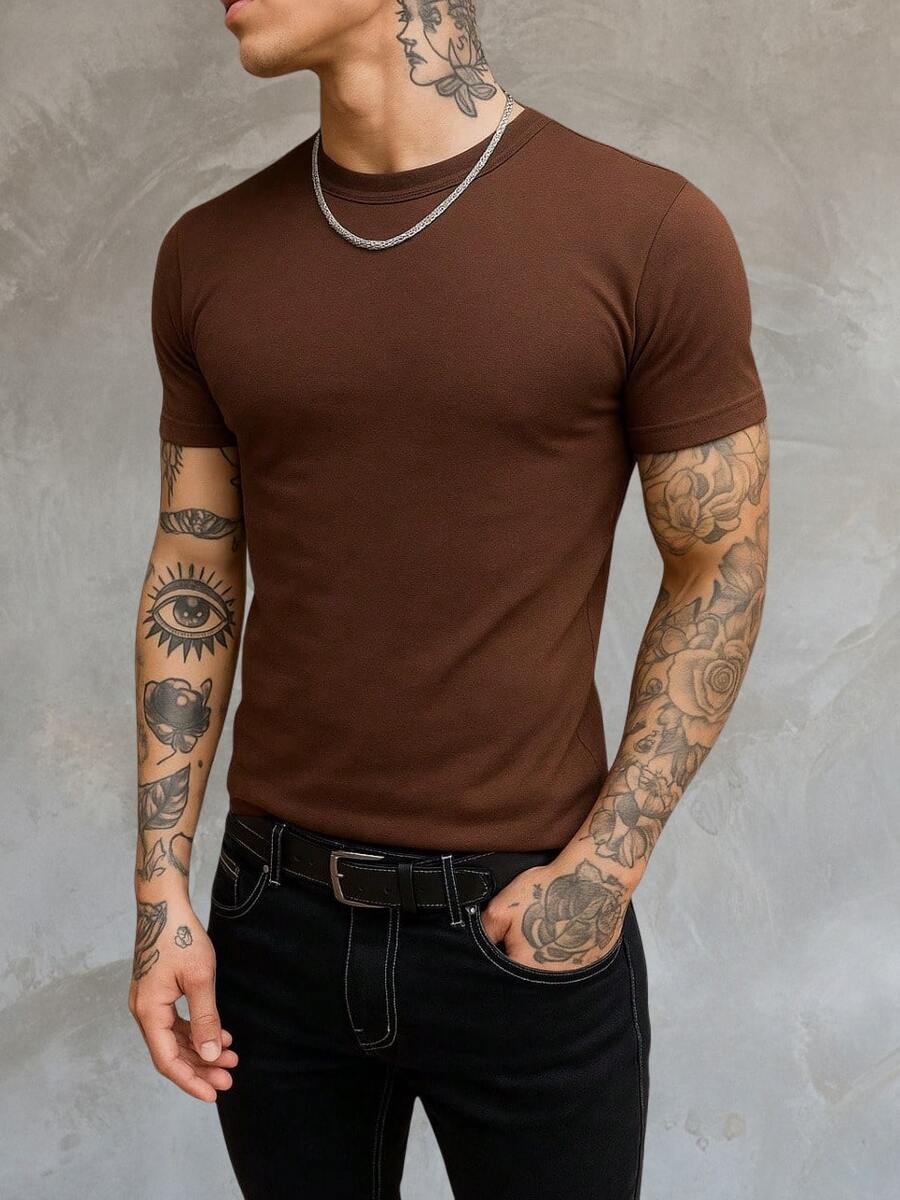 American In Ribbed Fabric - สีน้ำตาลสนิม - ดู 1