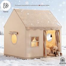 可拆卸、耐用、保暖的宠物狗/猫窝，室内外均可使用，半封闭式猫窝，适合秋冬季节，可水洗，柔软舒适，适合小型/中型/大型宠物，生日/圣诞礼物 - 卡其色 - 查看 1