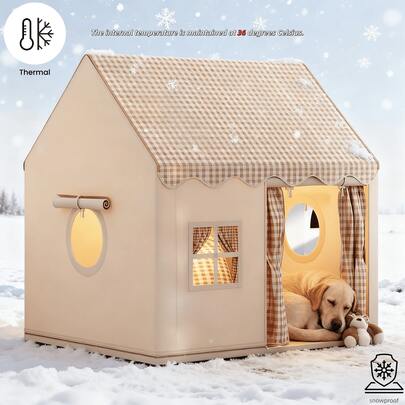 Fabric Dog & Cat Bed House (Detachable, Sturdy & Warm), Winter Warm Heated Pad For Indoor & Outdoor Use, Semi-Enclosed Cat Bed, Pet-, Autumn & Winter Pet Bed, Warm & Comfortable Removable & Washable Small/Medium/Large Pet Sofa Kennel