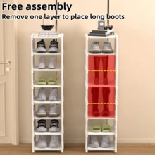 1pc Dust-Proof Single-Row Multi-Tier Shoe Rack, Entryway Furniture Shoe Organizers,Easy To Assemble And Move, Suitable For Entryway, Closet, Living Room, Bedroom - màu đen - Xem 4