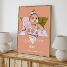 1pc Customizable Unframed Canvas Poster, Hexagram Custom Print Your Photos Pictures Wall Decorations, Couple & Lovers Picture, Perfect Gift For Weddings, Anniversary, Valentine's Day, Christmas, New Year Home Decor