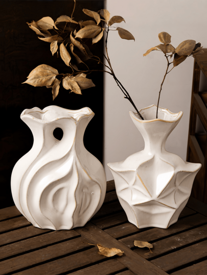 1pc Handmade Modern Dried Fresh Flowers Vase, Round Pampas Large White Ceramic Vase,Large Decorative Vases For Flowers Statue Boho Home Decor For Centerpiece Wedding Sculptures Dinner Table Party Living Room Office Bedroom, Housewarming Gift Modern Vase For Dining Room, Living Room, Wedding Dinner Table, Home Decorations Vase, Round Vases, Decorative Vas Boho Vase For Decor Room Decor Flowe Glass Vase For Bouquet