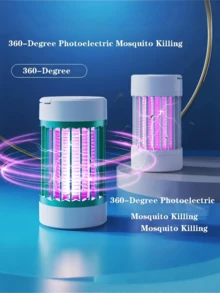 1pc Mute Electronic Insect Trap - USB-Powered Portable Bug Zapper With LED Ambiance Light, Durable Plastic Indoor/Outdoor Mosquito Killer For Camping & Home, No Chemicals, Design, Mosquito Zapper, Outdoor Pest Control, Modern Cylindrical Shape, USB Powered Device, Compact Design, Lightweight Construction, Home Users