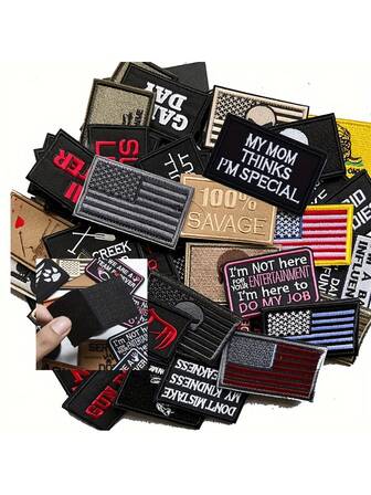 5/20/40pcs Random Funny Tactical Military Patches Full Embroidery Patch Set For Bags Backpacks Clothes Vest Uniform