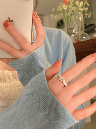 1pc Faux Pearl Flower Design Bridal Fashion Ring