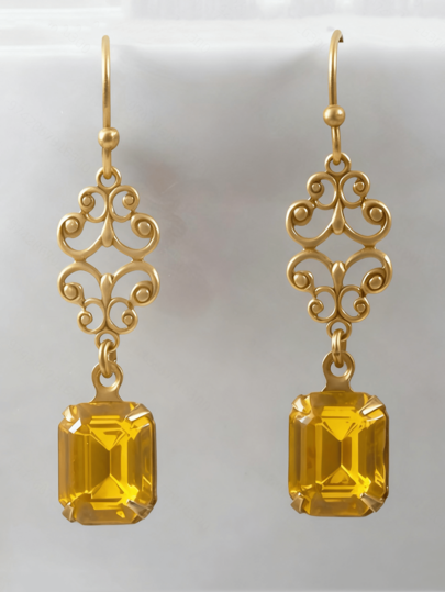 1Pair Elegant Gold Color Earrings, Geometric Square Studs, Women's Party Accessories, Jewelry Gift