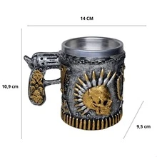 Caneca de Chopp Cerveja Punk Caveira Rock Decoração Casa Bar - Prata - Visão 4