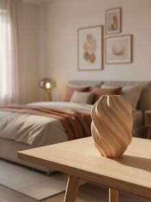 1 pièce Vase à fleurs en plastique moderne incurvé avec herbe de pampa artificielle, décoration minimaliste pour la maison, centre de table de mariage, salon, bureau, cadeau de pendaison de crémaillère, décoration de pièce, vase en verre à design torsadé gris